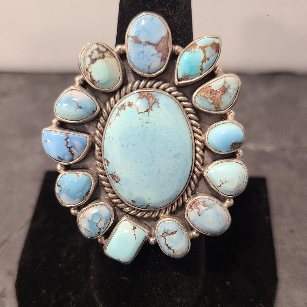 Golden Hills Turquoise Sterling Silver Statement Ring Adjustable